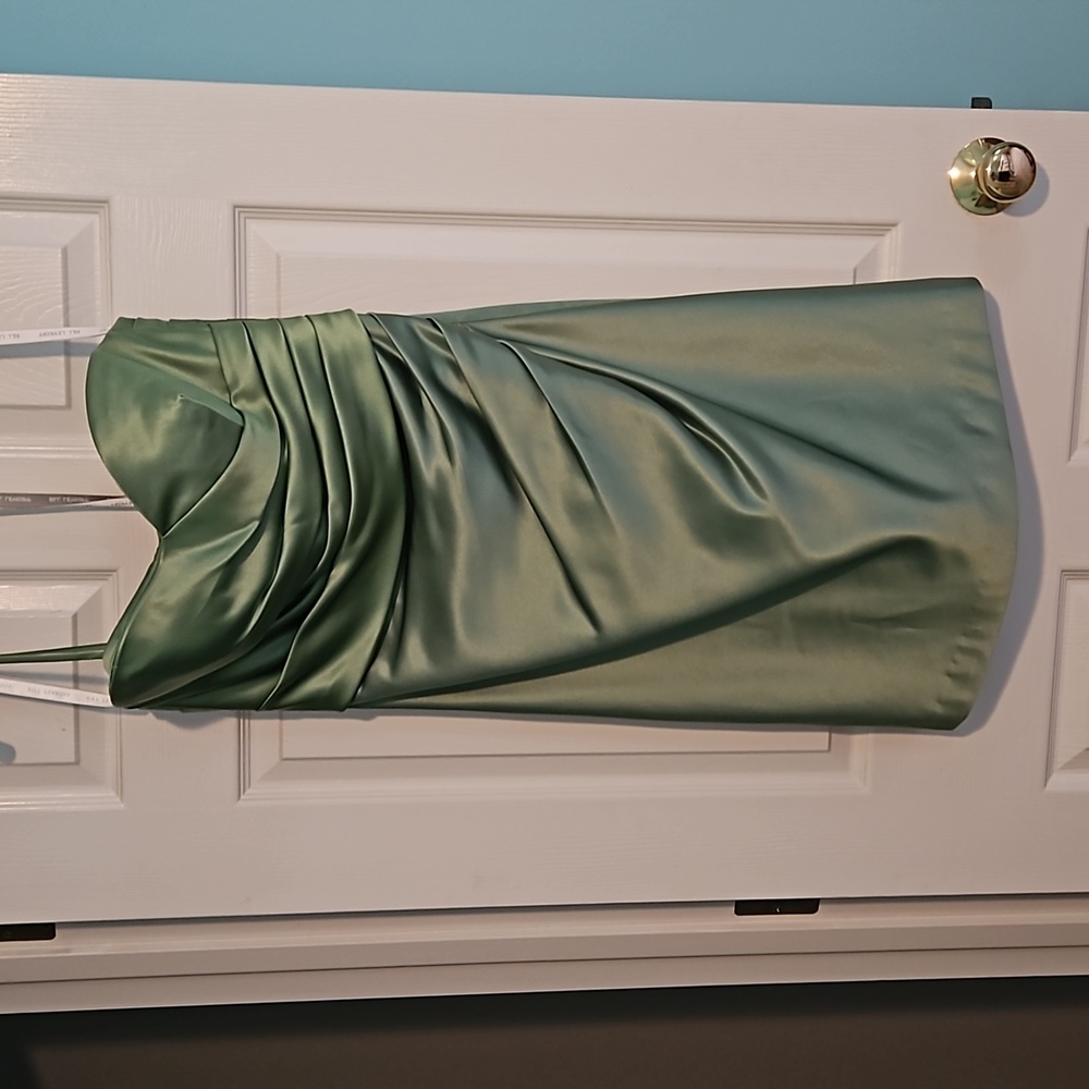 Green satin Bill Levkoff size 12